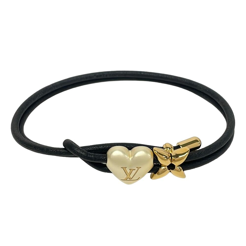 Louis Vuitton Bloom Pearl Heart Bracelet Bracelet M4564Z Black White Gold